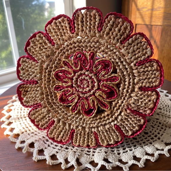 10 Woven Boho Trivets with Floral Design EUC - Picture 8 of 15